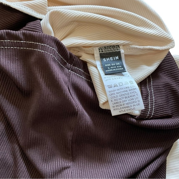 SHEIN Brown and Cream Mock Neck Sleeveless Midi Dress - Picture 2 of 4